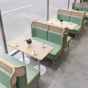 Modern Design Commercial Restaurant Set Solid Wood Table Top Metal Frame 2 Seater Hot Pot Barbecue Dining Table Chair