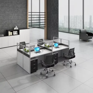 Modern Design Convertible Metal Office Furniture 2/4/6/8 Person Staff Desk in Mahogany Melamine Panel