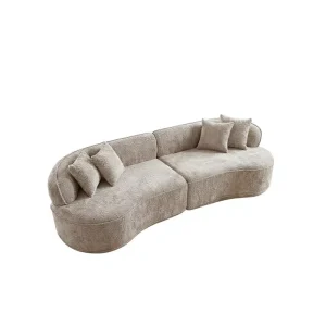 Modern Design Curved Boneless 4 Seat Compress Sofa Fabric Armless Modular Sofa Set Sponge for Apartment Living Room Bedroom