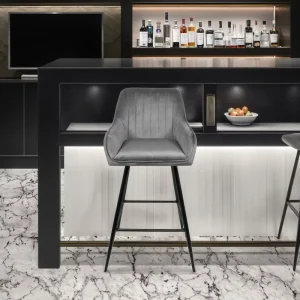 Modern Design Customizable Fabric Metal Leg Lightweight Durable Bar Stool OEM Logo Color Available Bulk Orders for Home Bar
