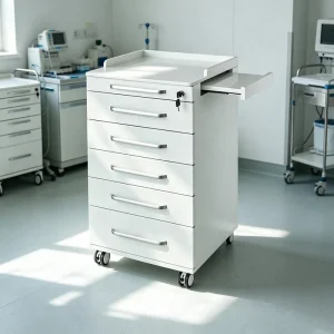 Modern Design Dental Side Cabinet with Retractable Worktable 5 Drawer High Stability Instrument Trolley Factory Price
