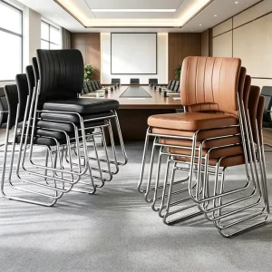 Modern Design Ergonomic PU Leather Office Chairs Steel Legs for Staff Training Meeting Rooms