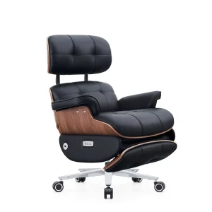 Modern Design Executive Office Chair Adjustable Headrest Footrest Comfortable Boss Swivel Leather Furniture Genuine Leather Home