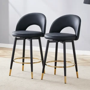 Modern Design Fabric Bar Stool with High Backrest and Stainless Steel Frame Adjustable Height for Home Bar Furniture