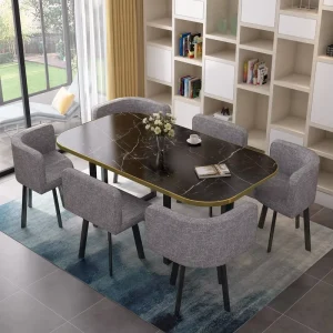 Modern Design Fast Food Restaurant Sets Beautiful Metal Iron Tables with 4 Wooden Chairs for Commercial Dining Use