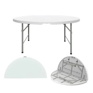 Modern Design Folding Table Round 180cm for Home Kitchen Dining Room Space Saving Foldable Furniture with Chairs