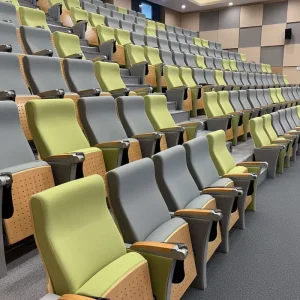 Modern Design Folding Theater Seat Auditorium Hall Chair Fabric Church Chair with Writing Pad