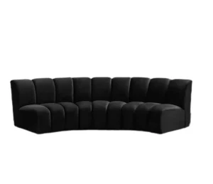 Modern Design Furniture Event Lounge Living Room Luxury Curvy Round Black Fabric Sectional Sofa Set