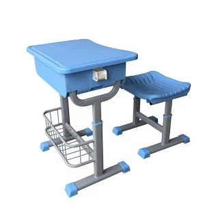 Modern Design Height Adjustable Metal Frame Plastic Single Seat School Study Desk and Chair Set for Student