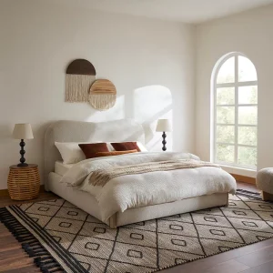 Modern Design High Quality Apartment Family Customized Upholstered Indoor Queen Size Bed