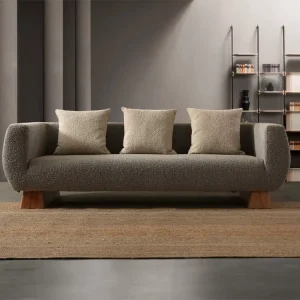 Modern Design Home Furniture Hotel Villa Living Room Solid Wooden Sofa Base Cashmere Fabric Single Sofa Velvet Two Seat Sofa Set