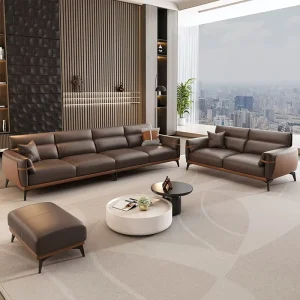 Modern Design Indoor Living Room Bedroom Family Eco Friendly Durable PU Leather Imported Sectional Office Sofa Set High Density