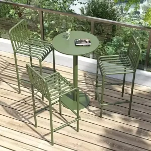 Modern Design Iron Cafe Bar Table and Chair Set for Outdoor with Balcony Bar Stool Durable Water Resistant Eco-Friendly
