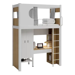 Modern Design Iron Frames Metal Double Decker Bunk Beds with Desks for Living Room Bedroom Soft Bed