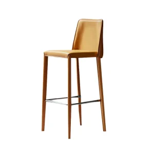 Modern Design Leather Backrest Bar Stools PU Leather Upholstered Cushion Seats High Back Dining Room Chairs