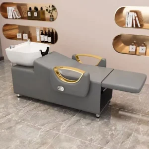 Modern Design Leather Shampoo Bed and Chair with Porcelain Basin Adjustable Footrest Manufacturer Supplier
