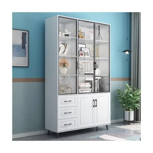 Modern Design Light Luxury Style Wooden Home Office Shelving Storage Cabinet Combination Bookshelf