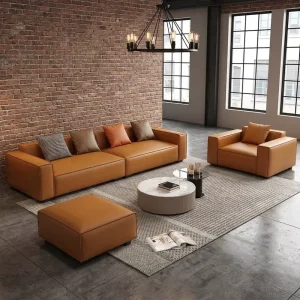 Modern Design Living Room Sofa Set Leather Single Three person Sofa High quality Stainless Steel Leg Sectional Sofa Couch