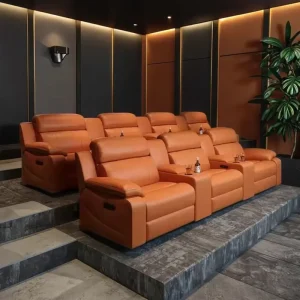 Modern Design Luxury Electric Recliner Sofa Set Genuine Leather Home Cinema Seats USB Function Extendable Massage Private