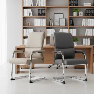 Modern Design Luxury Executive with Comfortable Leather Armrests Ergonomic Reception Waiting Area Guest Premium Meeting Chair