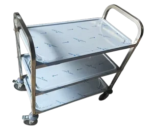 Modern Design Medium Size Silver Stainless Steel Multipurpose Kitchen Cart Easy Moving Food Service for Hotel Restaurant Dining