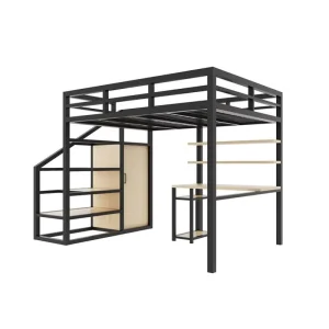 Modern Design Metal Bed Home School Apartment Dormitory Adult Student Metal Loft Bunk Beds With Desk