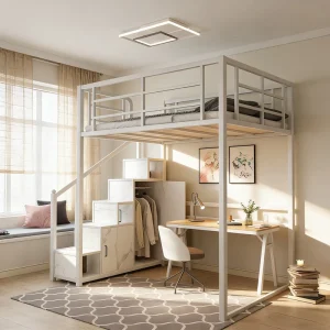 Modern Design Metal Bunk Bed Dormitory Loft Bed With Stairs for Hotels Apartments Schools