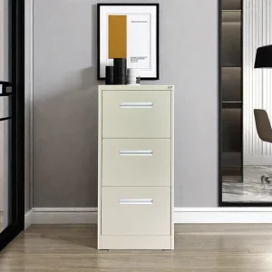 Modern Design Metal File Cabinet with 3 Drawers Key Lock Office and Bedroom Use Storage