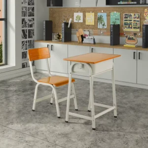 Modern Design Metal School Desk Chair Comfortable Eco Friendly Powder Coated Single Student Furniture Set for Classroom