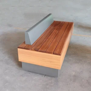Modern Design Metal Wood Grain Bench Seating Patio Bench Chair for Street and Public Area