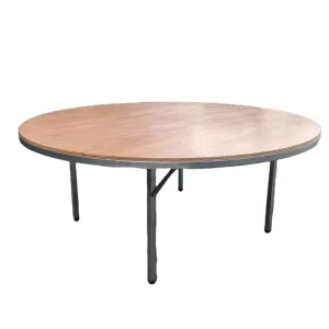 Modern Design Metal and Plywood Top Wedding Table for Hotel Dining Rental Folding Round Varnish Table Furniture