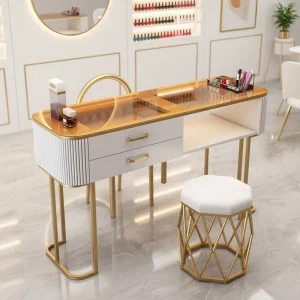 Modern Design Nail Salon Furniture Wood Manicurist Chairs Manicure Tables Nail Table for Beauty Salon