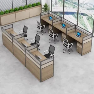 Modern Design Office Cubicle Workstation System Staff Desk Furniture with Stylish Working Station Wood and Steel Freestanding