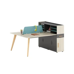 Modern Design Office Furniture Desk 2 Person Open Modular Work Desk Office Public Partition Workstation with Side Cabinet