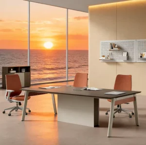 Modern Design Office Furniture Rectangle Meeting Table Wooden Metal Conference Room Table