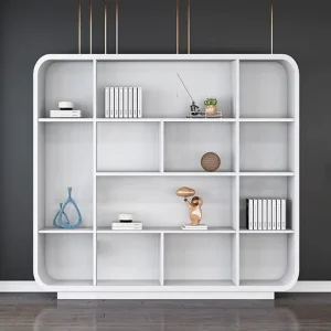 Modern Design Office Furniture White Lacquer Bookshelf Wooden Filling Cabinets for Office