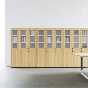 Modern Design Office Furniture Wooden File Storage Cabinets for Home School Hospital Metal Data Storage with Wood Panel Style
