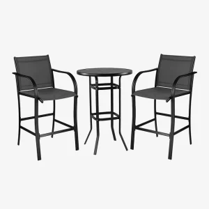 Modern Design Outdoor Bar Set Quick Dry Comfortable Garden Patio Table Stool Chairs for Dining Warehouse Outer Balcony Gym