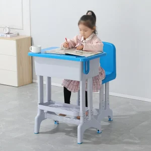 Modern Design PP Plastic School Desk with Single Desk Chair Set Comfortable and Durable for Classroom Reading and Study Use