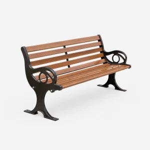 Modern Design Patio Bench Solid Wood Seat Cast Aluminum Frame Eco Friendly Durable Outdoor Furniture for Parks Courtyards Water
