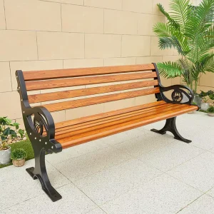 Modern Design Plastic Wooden Bench Seat for Outdoor Garden Park Mall & Hospital Long Seating Chair with Metal Construction