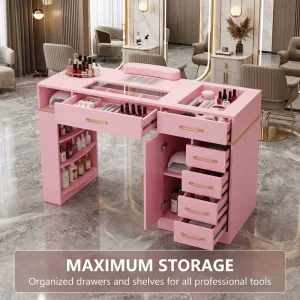 Modern Design Professional Nail Manicure Table for Spa and Beauty Salons with Gel Nails Compatibility
