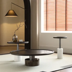 Modern Design Round Wooden Coffee Table High and Low Set Combination Creative Coffee Table Set for Living Room