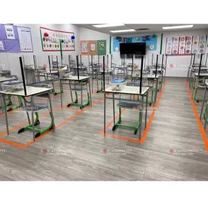 Modern Design School Classroom Furniture Single Student Fixed Desk and Chair Set with Partition for School Use