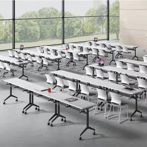 Modern Design School Furniture Training Folding Desk Frame with Movable Wheel Office Folding Table