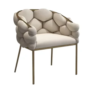 Modern Design Sedie Da Pranzo Comfortable Back Velvet Beige Tufted Armchair Velvet Manicure Makeup Waiting Dining Chairs