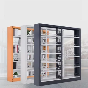 Modern Design Single Double Sided Metal Bookcase School Library Data Rack for Company Reading Room Bookstore Storage Archiving