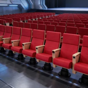 Modern Design Single Leg Steel Ventilated Foldable Ergonomic Commercial Theater Auditorium Chair for School Church Hall Seating