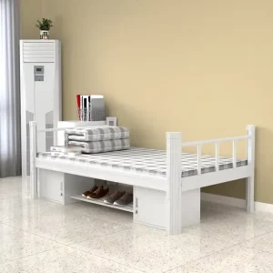 Modern Design Single Metal Wrought Iron Bed Bedroom Furniture for Dormitory Use Steel Staff Bed