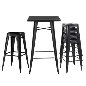 Modern Design Stackable Restaurant Furniture Black Metal Bar Chair with Square Seat
